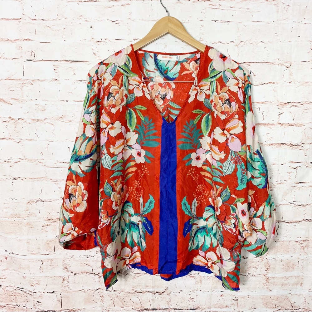 Johnny Was Evy Silk Floral Blouse - Picture 7 of 13